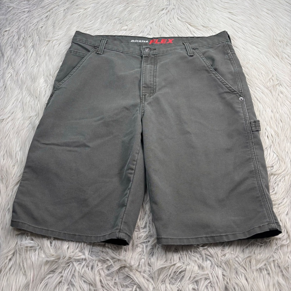 Dickies Flex Men's 34 Gray Twill Cargo Carpenter Shorts Workwear Street